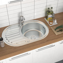 Load image into Gallery viewer, Large Inset Stainless Steel Kitchen Sink Kitchen Sinks Living and Home 70cm W x 50cm D x 17.5cm H