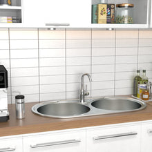 Load image into Gallery viewer, Double Bowl Kitchen Sink 0.6mm Stainless Steel Catering Sink Kitchen Sinks Living and Home