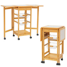 Load image into Gallery viewer, Elegant Kitchen Mobile Cart with Tile Surface and Pine Wood Living and Home