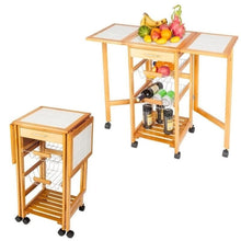 Load image into Gallery viewer, Elegant Kitchen Mobile Cart with Tile Surface and Pine Wood Living and Home