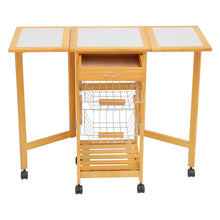 Load image into Gallery viewer, Elegant Kitchen Mobile Cart with Tile Surface and Pine Wood Living and Home