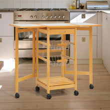 Load image into Gallery viewer, Elegant Kitchen Mobile Cart with Tile Surface and Pine Wood Living and Home