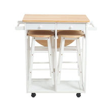 Load image into Gallery viewer, Chic White Kitchen Mobile Cart with Pine and MDF Construction Living and Home