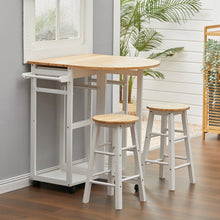 Load image into Gallery viewer, Chic White Kitchen Mobile Cart with Pine and MDF Construction Living and Home