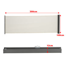 Load image into Gallery viewer, Side Awning Retractable Outdoor Privacy Screen for Garden Balcony Terrace Awnings Living and Home White Length 300 cm x Height 100 cm