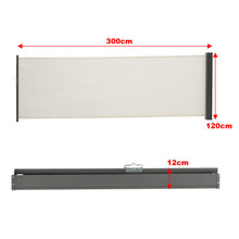 Load image into Gallery viewer, Side Awning Retractable Outdoor Privacy Screen for Garden Balcony Terrace Awnings Living and Home White Length 300 cm x Height 120 cm