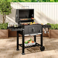 Load image into Gallery viewer, Outdoor Carbon Steel BBQ Cooker BBQ Grill Garden Wide 138cm w/ Side Shelves BBQ Grills Living and Home