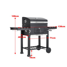 Load image into Gallery viewer, Charcoal Grill Garden Barrel Wide 138cm w/ Side Shelves BBQ Grills Living and Home