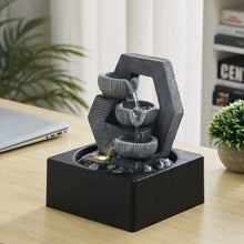 Load image into Gallery viewer, LED Light Cascade Tabletop Fountain Relaxing Water Feature for Relaxation and Meditation Soothing Waterfall Design Fountains Living and Home
