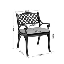 Load image into Gallery viewer, Set of 2 Garden Chairs Cast Aluminium Armchairs with Cushion Black/White Patio Side Chairs Living and Home
