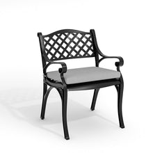 Load image into Gallery viewer, Set of 2 Garden Chairs Cast Aluminium Armchairs with Cushion Black/White Patio Side Chairs Living and Home