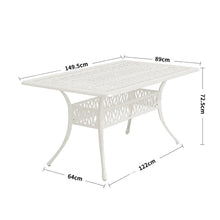 Load image into Gallery viewer, 150cm Wide Garden Dining Table Hollow Cast Aluminium Tables White/Black Garden Dining Tables Living and Home
