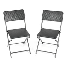 Load image into Gallery viewer, Set of 2 Outdoor Rattan Plastic Folding Chairs for Parties Events and More Garden Dining Sets Living and Home Black