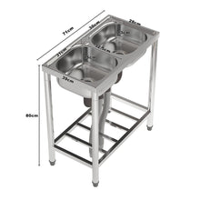 Load image into Gallery viewer, Two Compartment Stainless Steel Sink with Shelf Kitchen Sinks Living and Home