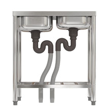 Load image into Gallery viewer, Two Compartment Stainless Steel Sink with Shelf Kitchen Sinks Living and Home