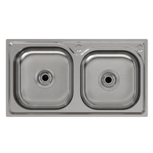Load image into Gallery viewer, Two Compartment Stainless Steel Sink with Shelf Kitchen Sinks Living and Home