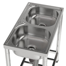 Load image into Gallery viewer, Two Compartment Stainless Steel Sink with Shelf Kitchen Sinks Living and Home