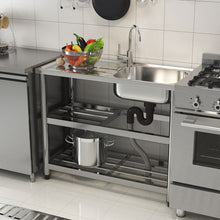 Load image into Gallery viewer, Stainless Steel One Compartment Sink with Drainboard and Shelf Living and Home