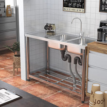 Load image into Gallery viewer, Stainless Steel One Compartment Sink with Drainboard and Shelf Living and Home