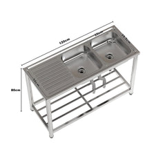 Load image into Gallery viewer, Stainless Steel One Compartment Sink with Drainboard and Shelf Living and Home