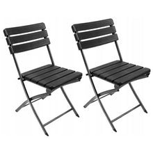 Load image into Gallery viewer, 46cm W Set of 2 Outdoor Plastic Folding Chairs in Black Garden Dining Sets Living and Home