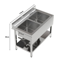Load image into Gallery viewer, Stainless Steel Two Compartment Commercial Sink with Shelf Kitchen Sinks Living and Home