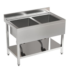 Load image into Gallery viewer, Stainless Steel Two Compartment Commercial Sink with Shelf Kitchen Sinks Living and Home