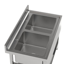 Load image into Gallery viewer, Stainless Steel Two Compartment Commercial Sink with Shelf Kitchen Sinks Living and Home