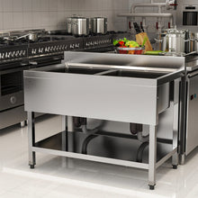 Load image into Gallery viewer, Stainless Steel Two Compartment Commercial Sink with Shelf Kitchen Sinks Living and Home