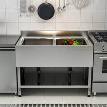 Load image into Gallery viewer, Stainless Steel Two Compartment Commercial Sink with Shelf Kitchen Sinks Living and Home