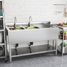 Load image into Gallery viewer, Premium Double Star Stainless Steel Washbasin with Shelf and Front Apron Living and Home