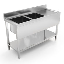 Load image into Gallery viewer, Premium Double Star Stainless Steel Washbasin with Shelf and Front Apron Living and Home