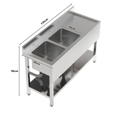 Load image into Gallery viewer, Premium Double Star Stainless Steel Washbasin with Shelf and Front Apron Living and Home