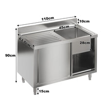 Load image into Gallery viewer, Dismantlable 201 Stainless Steel Single Sink Cabinet with Left-Side Sink Living and Home