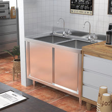 Load image into Gallery viewer, Dismantlable 201 Stainless Steel Double Sink Cabine Living and Home