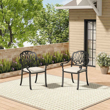 Load image into Gallery viewer, Set of 2 Outdoor Cast Aluminum Dining Chairs with Cushions Patio Side Chairs Living and Home
