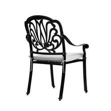 Load image into Gallery viewer, Set of 2 Outdoor Cast Aluminum Dining Chairs with Cushions Garden Seating Living and Home