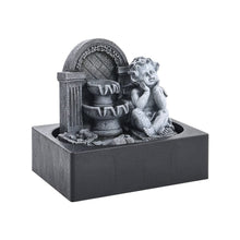 Load image into Gallery viewer, Grey Tabletop Resin Cherub Fountain with LED Light Indoor Table Decorations Living and Home