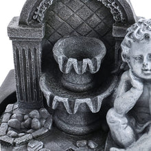 Load image into Gallery viewer, Grey Tabletop Resin Cherub Fountain with LED Light Indoor Table Decorations Living and Home