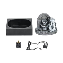 Load image into Gallery viewer, Grey Tabletop Resin Cherub Fountain with LED Light Indoor Table Decorations Living and Home