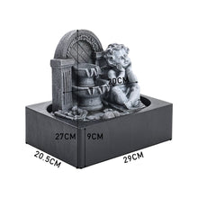 Load image into Gallery viewer, Grey Tabletop Resin Cherub Fountain with LED Light Indoor Table Decorations Living and Home