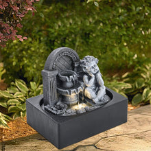 Load image into Gallery viewer, Grey Tabletop Resin Cherub Fountain with LED Light Indoor Table Decorations Living and Home
