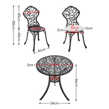 Load image into Gallery viewer, 3pcs Black Cast Aluminum Bistro Table and Chairs Set Garden Dining Sets Living and Home