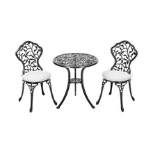 Load image into Gallery viewer, 3pcs Black Cast Aluminum Bistro Table and Chairs Set Garden Dining Sets Living and Home
