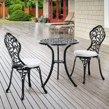 Load image into Gallery viewer, 3pcs Black Cast Aluminum Bistro Table and Chairs Set Garden Dining Sets Living and Home