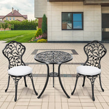 Load image into Gallery viewer, 3pcs Black Cast Aluminum Bistro Table and Chairs Set Garden Dining Sets Living and Home