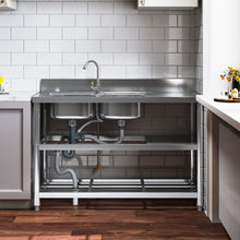 Load image into Gallery viewer, Stainless Steel One Compartment Sink with Shelves Living and Home Version A