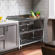 Load image into Gallery viewer, Stainless Steel One Compartment Sink with Shelves Living and Home