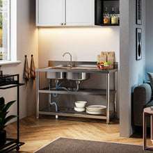 Load image into Gallery viewer, Stainless Steel One Compartment Sink with Shelves Living and Home
