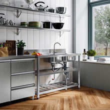 Load image into Gallery viewer, Stainless Steel One Compartment Sink with Shelves Living and Home